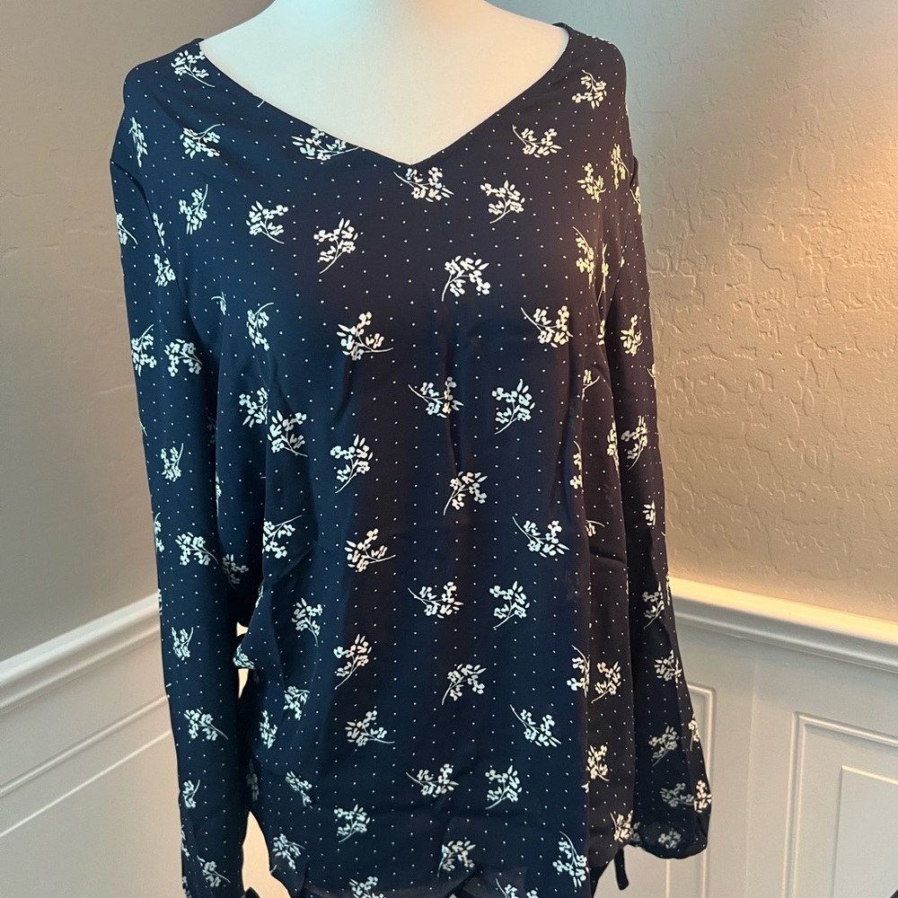 Blue floral blouse